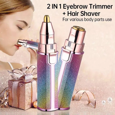 2 In 1 Electric Eyebrow Trimmer Makeup Painless Eye Brow Epilator Mini Shaver Razors Women Portable
