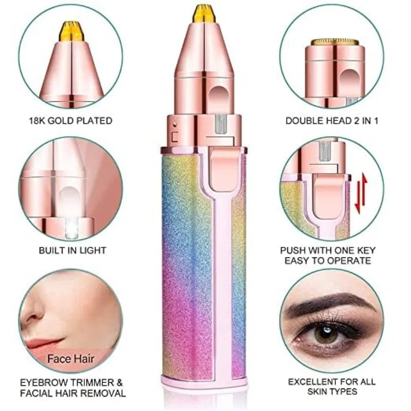 2 In 1 Electric Eyebrow Trimmer Makeup Painless Eye Brow Epilator Mini Shaver Razors Women Portable